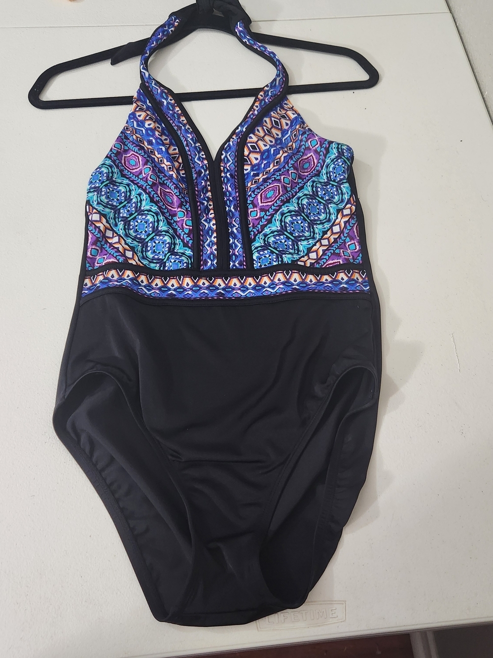 Swimsuit One Piece Aqua Green Black